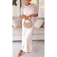 Jenae - Soft-Touch Stufen-Maxikleid – Weiß