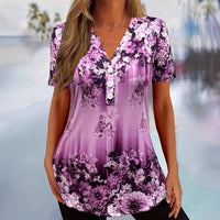 Briala - Geblümte V-Ausschnitt-Bluse – Rosa