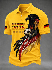 Herren deutscher Fußballfan bedrucktes lässiges T-Shirt – Gelb
