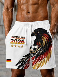 Herren-Freizeithose mit deutschem Fußballfan-Print – Weiß