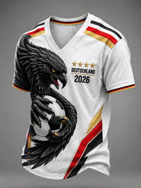 Herren-T-Shirt mit V-Ausschnitt und Fußballmotiv für deutsche Fans – als bild