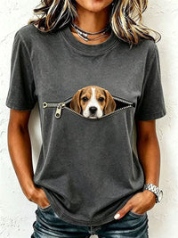 Damen-T-Shirt mit niedlichem Cavalier-King-Charles-Spaniel – Dunkelgrau