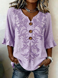 Frauen Alzheimer-Bewusstsein Floral Casual Leinen hemd – Lila