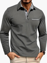 Herren Polo mit langen Ärmeln, elegante und informelle Stil für alle Gelegenheiten – Grau