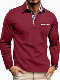 Herren Polo mit langen Ärmeln, elegante und informelle Stil für alle Gelegenheiten – Rot