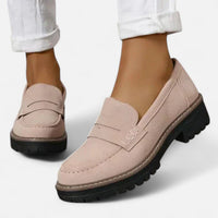 Stefanie | Damen Bequeme Niedrigem Absatz Plateau Loafer – Khaki