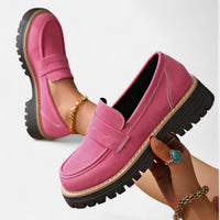 Stefanie | Damen Bequeme Niedrigem Absatz Plateau Loafer – Rosa