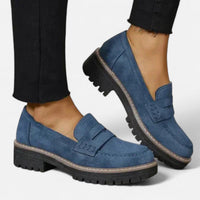 Stefanie | Damen Bequeme Niedrigem Absatz Plateau Loafer – Blau