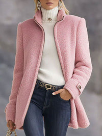 Stefanie | Damen Fleece Reißverschluss Manteljacke – Rosa