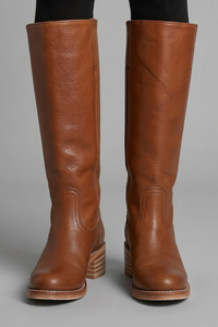 Stefanie | Damen Blockabsatz Wadenhohe Stiefel – Braun