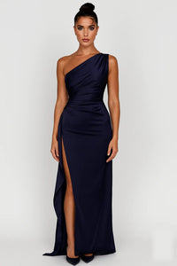 Valentina | Maxikleid mit hohem Beinschlitz – Dunkelblau