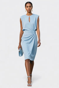 Elisa | Midikleid mit Korsage und Spitze – Hellblau