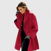 Susanne | Damen Eleganter Reverskragen Herbstmantel – Rot