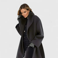 Susanne | Damen Eleganter Reverskragen Herbstmantel – Schwarz