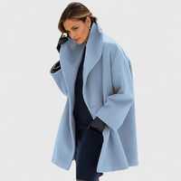 Susanne | Damen Eleganter Reverskragen Herbstmantel – Blau