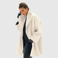 Susanne | Damen Eleganter Reverskragen Herbstmantel – Weiß