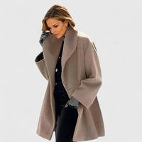 Susanne | Damen Eleganter Reverskragen Herbstmantel – Khaki