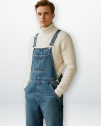 Sven | Herren Lässige Taschen Denim Latzhose – Blau