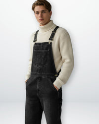 Sven | Herren Lässige Taschen Denim Latzhose – Schwarz