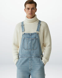 Sven | Herren Lässige Taschen Denim Latzhose – Hellblau
