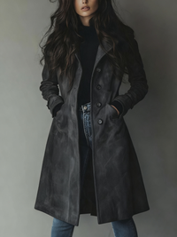 Teresa | Klassischer Vintage Trenchcoat – Dunkelgrau