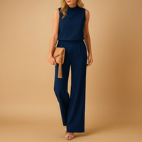 Thekla | Damen Ärmelloser Weites Bein Jumpsuit – Blau
