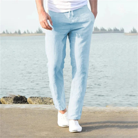 Timo | Herren Leichte Luftige Leinenhose – Hellblau