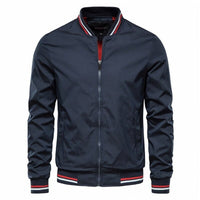 Tobias | Herren Unifarbene Bomberjacke mit Rippbündchen – Marine