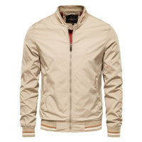 Tobias | Herren Unifarbene Bomberjacke mit Rippbündchen – Beige