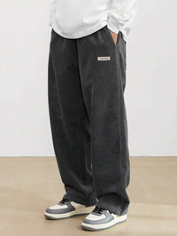 Tom | Herren Weite Baggy Hose Verstellbarer Bund – Dunkelgrau