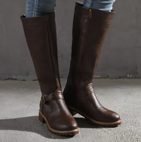 Oda | Damen Lässige Kniehohe Orthopädische Stiefel – Dunkelbraun