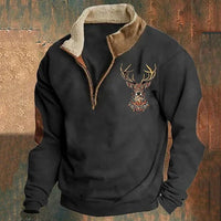 Galen - Stylischer Viertel-Reißverschluss Pullover – Schwarz