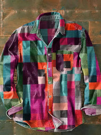 Franz | Herren Lässiges Patchwork Langarmhemd – Rosa