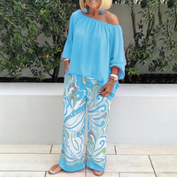 Eloise - Modisches Blusen-Hosen-Set für Damen – Hellblau