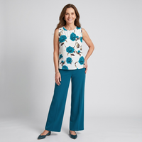 Alicia | Cyan Floral Zweiteiliges Set – Dunkelcyan