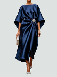 Ute | Damen Elegantes Weiten Ärmeln Abendkleid – Blau