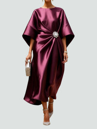 Ute | Damen Elegantes Weiten Ärmeln Abendkleid – Rot