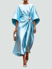Ute | Damen Elegantes Weiten Ärmeln Abendkleid – Hellblau