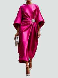 Ute | Damen Elegantes Weiten Ärmeln Abendkleid – Rosa
