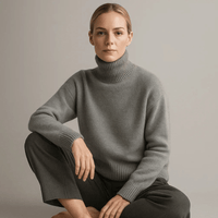 Ania | Damen Weicher Oversized Rollkragenpullover – Grau