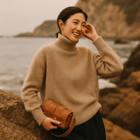Ania | Damen Weicher Oversized Rollkragenpullover – Khaki
