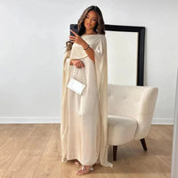 Valentina | Cape Maxikleid für Hochzeitsgäste – Weiß
