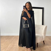 Valentina | Cape Maxikleid für Hochzeitsgäste – Schwarz
