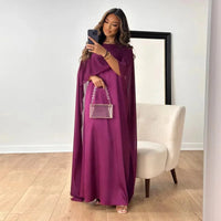 Valentina | Cape Maxikleid für Hochzeitsgäste – Lila