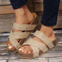 Daniela | Damen Plattform Slide Sandalen Modern Trend Komfort Sommer – Beige