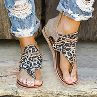Bertha | Flache Sandalen für Damen – Beige Leopard