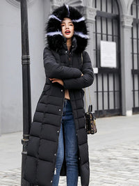 Oliburneia | Damen Elegante Pufferjacke mit Daunen-Baumwollfüllung – Schwarz