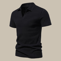 Poloshirt für Herren - Leichtes Gestricktes Kurzarm Polo für den Sommer – Schwarz