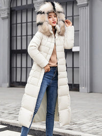 Oliburneia | Damen Elegante Pufferjacke mit Daunen-Baumwollfüllung – Dunkelweiß