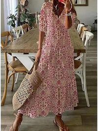 Ava - Elegantes Boho-Kleid mit Bauchabdeckung – Rot